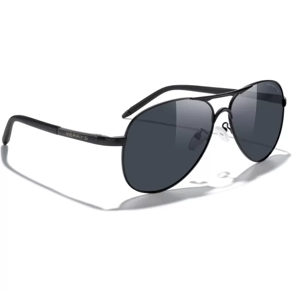 MERRYS Aviator Sunglasses For Men Women Polarized Driving Sun glasses UV400 Protection S8513Black FrameBlack BridgeBlack Lens