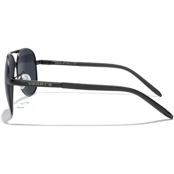 MERRYS Aviator Sunglasses For Men Women Polarized Driving Sun glasses UV400 Protection S8513Black FrameBlack BridgeBlack Lens