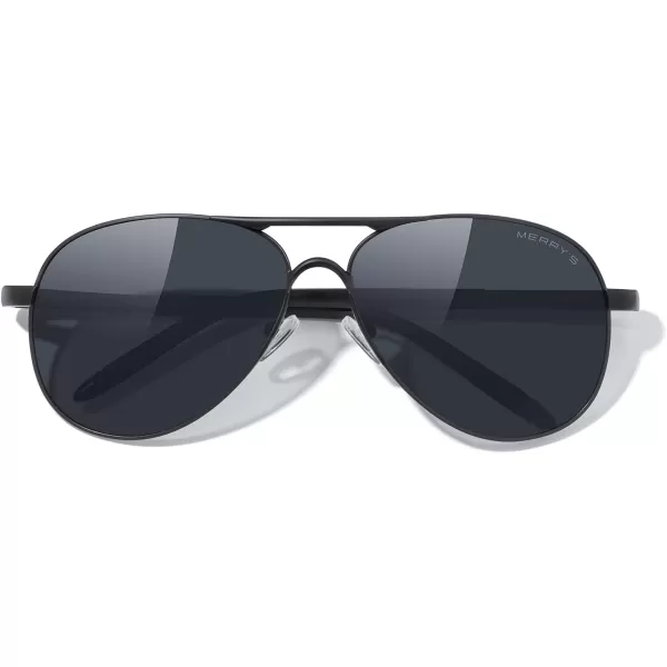 MERRYS Aviator Sunglasses For Men Women Polarized Driving Sun glasses UV400 Protection S8513Black FrameBlack BridgeBlack Lens