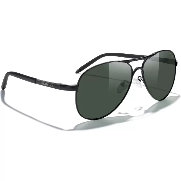 MERRYS Aviator Sunglasses For Men Women Polarized Driving Sun glasses UV400 Protection S8513Black FrameBlack BridgeG15 Lens
