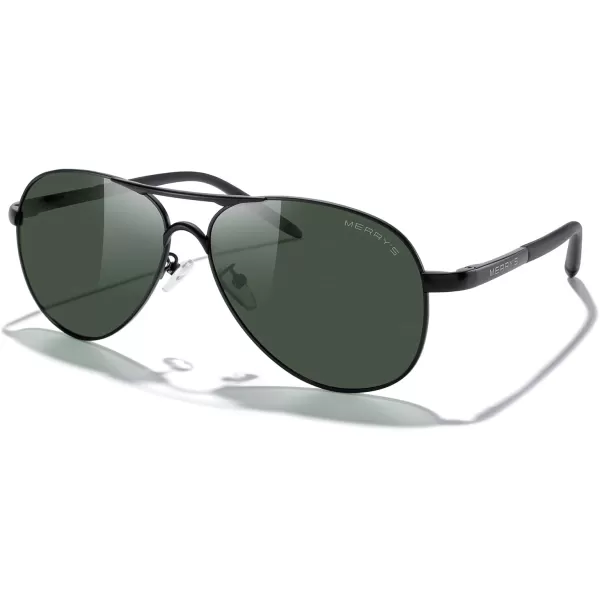 MERRYS Aviator Sunglasses For Men Women Polarized Driving Sun glasses UV400 Protection S8513Black FrameBlack BridgeG15 Lens