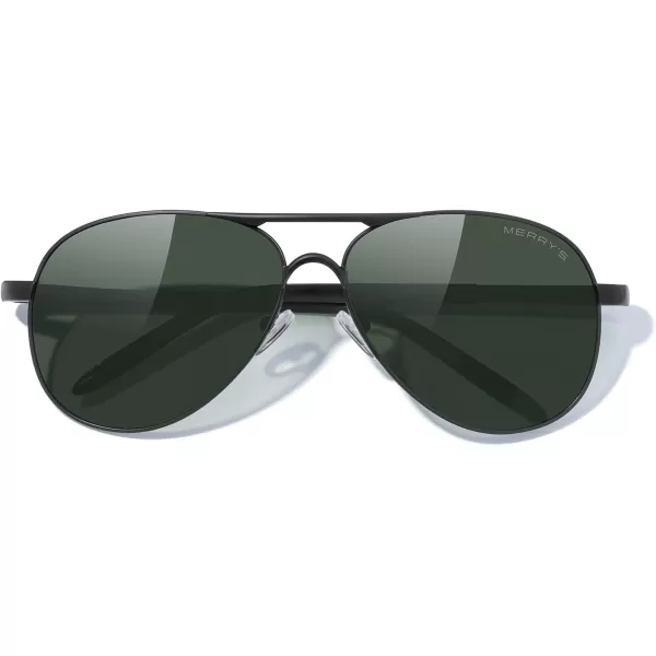 MERRYS Aviator Sunglasses For Men Women Polarized Driving Sun glasses UV400 Protection S8513Black FrameBlack BridgeG15 Lens