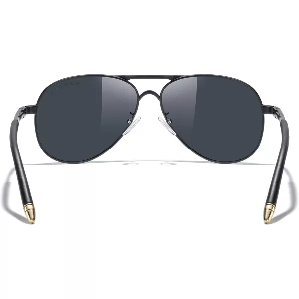 MERRYS Aviator Sunglasses For Men Women Polarized Driving Sun glasses UV400 Protection S8513Black FrameGold BridgeBlack Lens