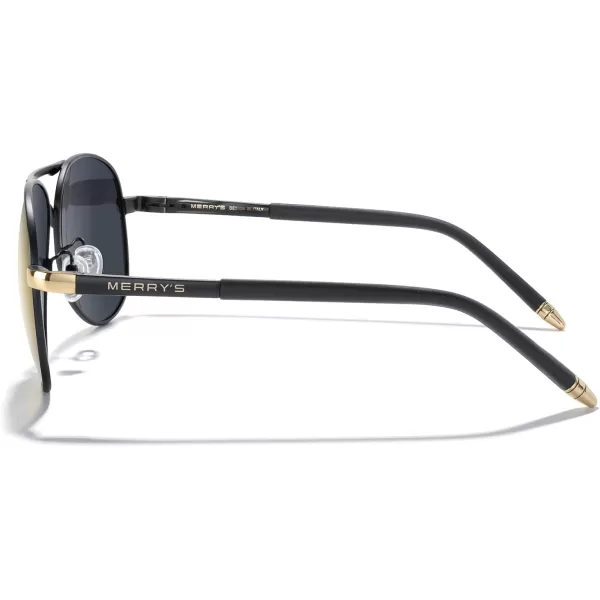 MERRYS Aviator Sunglasses For Men Women Polarized Driving Sun glasses UV400 Protection S8513Black FrameGold BridgeBrown Mirror Lens