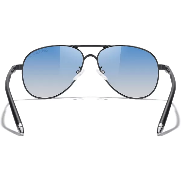 MERRYS Aviator Sunglasses For Men Women Polarized Driving Sun glasses UV400 Protection S8513Black FrameSilver BridgeBlue Gradient Lens