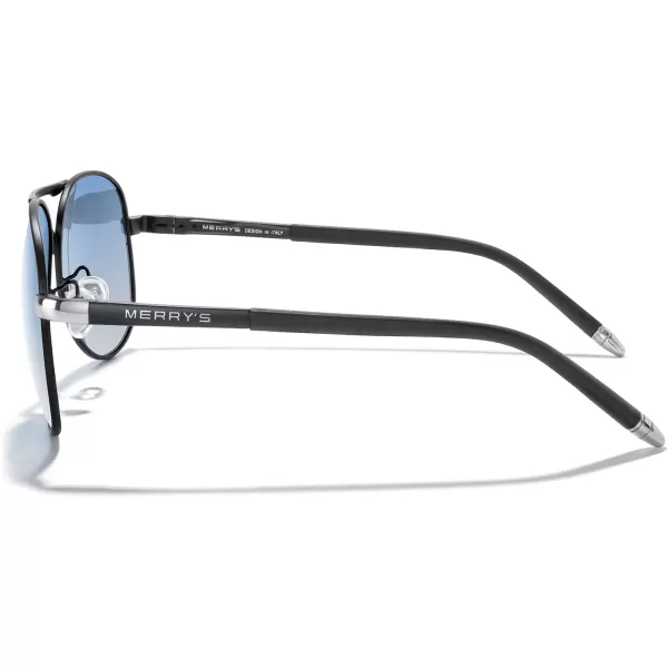 MERRYS Aviator Sunglasses For Men Women Polarized Driving Sun glasses UV400 Protection S8513Black FrameSilver BridgeBlue Gradient Lens