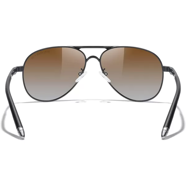 MERRYS Aviator Sunglasses For Men Women Polarized Driving Sun glasses UV400 Protection S8513Black FrameSilver BridgeBrown Gradient Lens