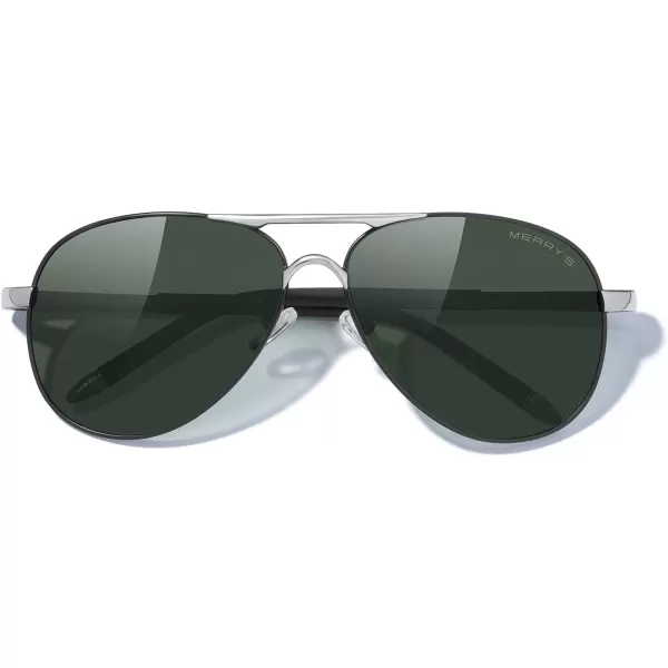 MERRYS Aviator Sunglasses For Men Women Polarized Driving Sun glasses UV400 Protection S8513Black FrameSilver BridgeG15 Lens