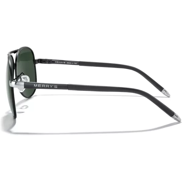 MERRYS Aviator Sunglasses For Men Women Polarized Driving Sun glasses UV400 Protection S8513Black FrameSilver BridgeG15 Lens