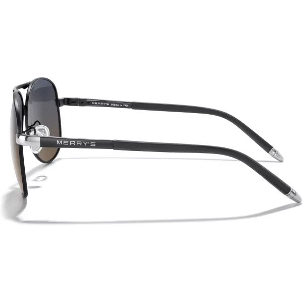 MERRYS Aviator Sunglasses For Men Women Polarized Driving Sun glasses UV400 Protection S8513Black FrameSilver BridgeGray Brown Lens