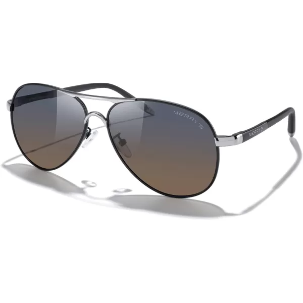 MERRYS Aviator Sunglasses For Men Women Polarized Driving Sun glasses UV400 Protection S8513Black FrameSilver BridgeGray Brown Lens