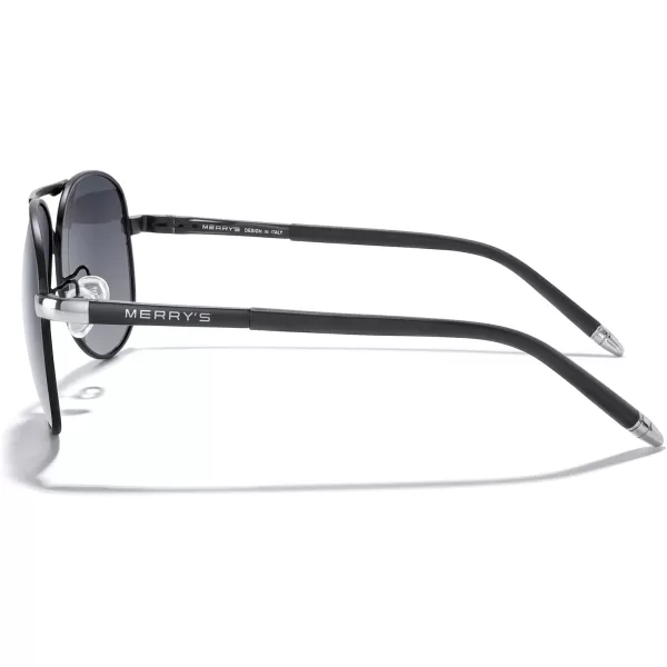 MERRYS Aviator Sunglasses For Men Women Polarized Driving Sun glasses UV400 Protection S8513Black FrameSilver BridgeGray Gradient Lens
