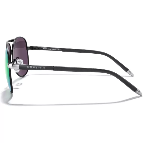 MERRYS Aviator Sunglasses For Men Women Polarized Driving Sun glasses UV400 Protection S8513Black FrameSilver BridgeGreen Mirror Lens