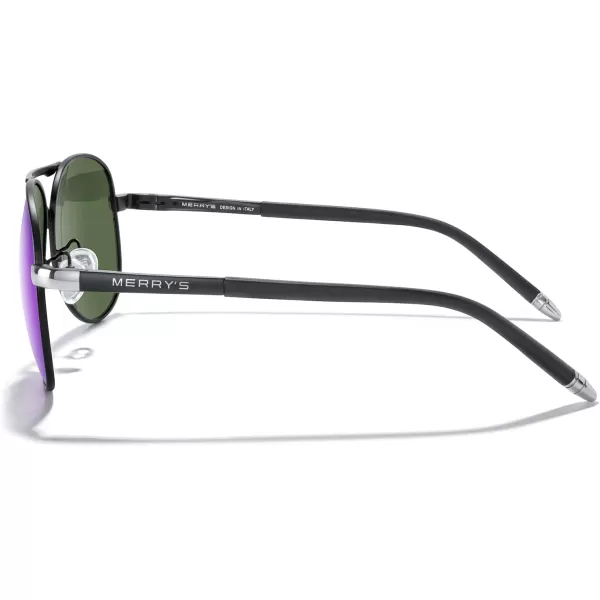 MERRYS Aviator Sunglasses For Men Women Polarized Driving Sun glasses UV400 Protection S8513Black FrameSilver BridgePurple Mirror Lens