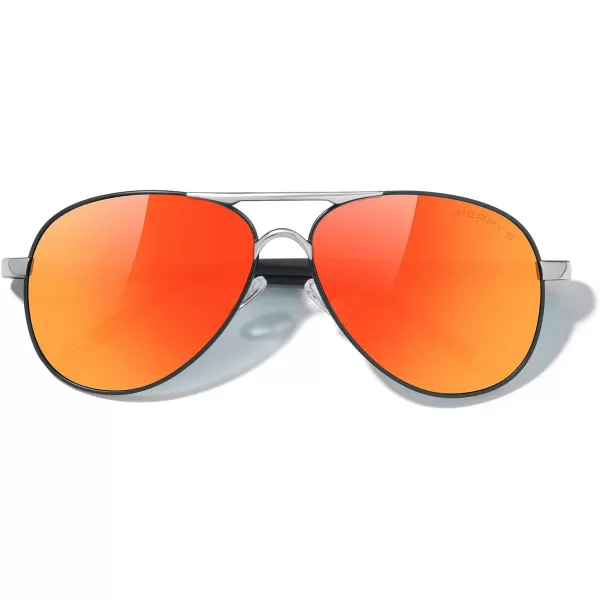 MERRYS Aviator Sunglasses For Men Women Polarized Driving Sun glasses UV400 Protection S8513Black FrameSilver BridgeRed Mirror Lens