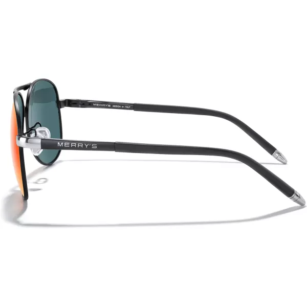 MERRYS Aviator Sunglasses For Men Women Polarized Driving Sun glasses UV400 Protection S8513Black FrameSilver BridgeRed Mirror Lens