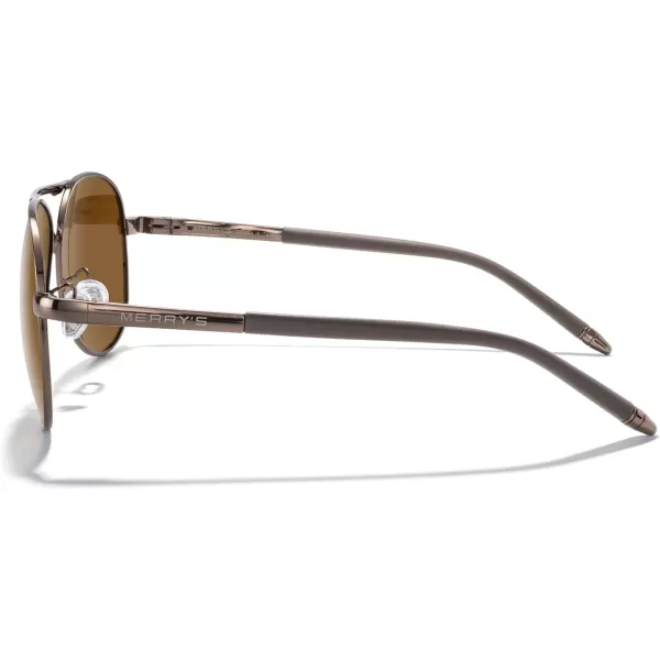 MERRYS Aviator Sunglasses For Men Women Polarized Driving Sun glasses UV400 Protection S8513Brown FrameBrown BridgeBrown Lens