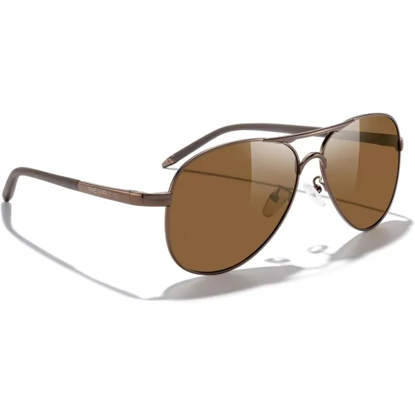 MERRYS Aviator Sunglasses For Men Women Polarized Driving Sun glasses UV400 Protection S8513Brown FrameBrown BridgeBrown Lens