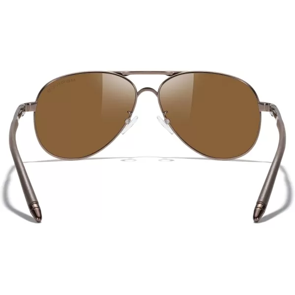 MERRYS Aviator Sunglasses For Men Women Polarized Driving Sun glasses UV400 Protection S8513Brown FrameBrown BridgeBrown Lens