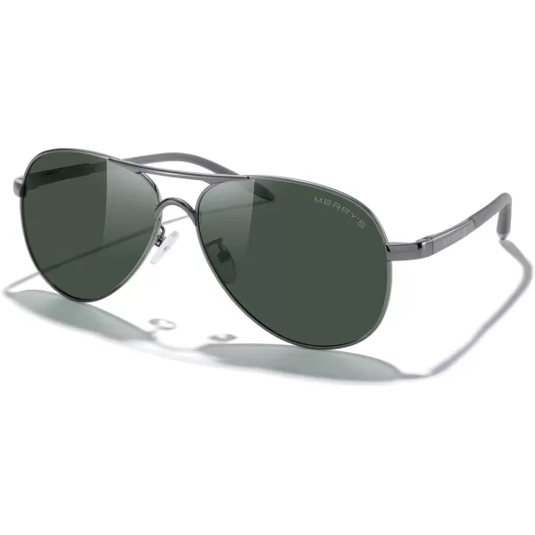 MERRYS Aviator Sunglasses For Men Women Polarized Driving Sun glasses UV400 Protection S8513Gray FrameGray BridgeG15 Lens