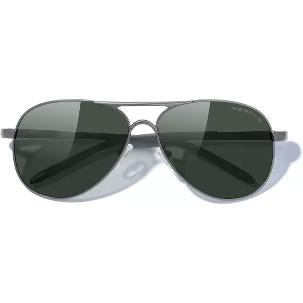 MERRYS Aviator Sunglasses For Men Women Polarized Driving Sun glasses UV400 Protection S8513Gray FrameGray BridgeG15 Lens