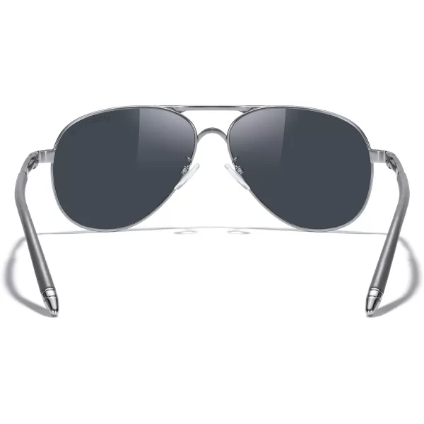 MERRYS Aviator Sunglasses For Men Women Polarized Driving Sun glasses UV400 Protection S8513Gray FrameSilver BridgeBlack Lens
