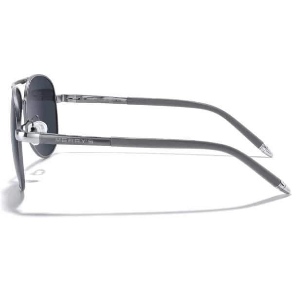 MERRYS Aviator Sunglasses For Men Women Polarized Driving Sun glasses UV400 Protection S8513Gray FrameSilver BridgeBlack Lens