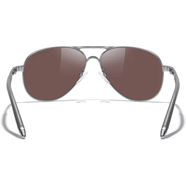 MERRYS Aviator Sunglasses For Men Women Polarized Driving Sun glasses UV400 Protection S8513Gray FrameSilver BridgeBlue Mirror Lens