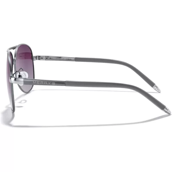 MERRYS Aviator Sunglasses For Men Women Polarized Driving Sun glasses UV400 Protection S8513Gray FrameSilver BridgePurple Gradient Lens