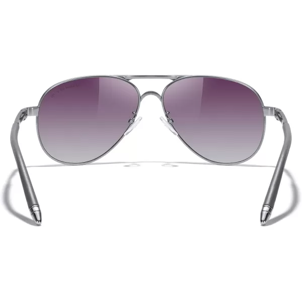 MERRYS Aviator Sunglasses For Men Women Polarized Driving Sun glasses UV400 Protection S8513Gray FrameSilver BridgePurple Gradient Lens