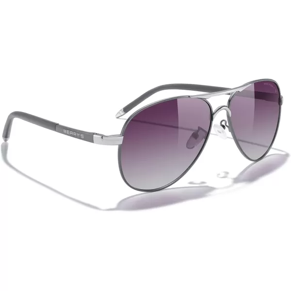 MERRYS Aviator Sunglasses For Men Women Polarized Driving Sun glasses UV400 Protection S8513Gray FrameSilver BridgePurple Gradient Lens