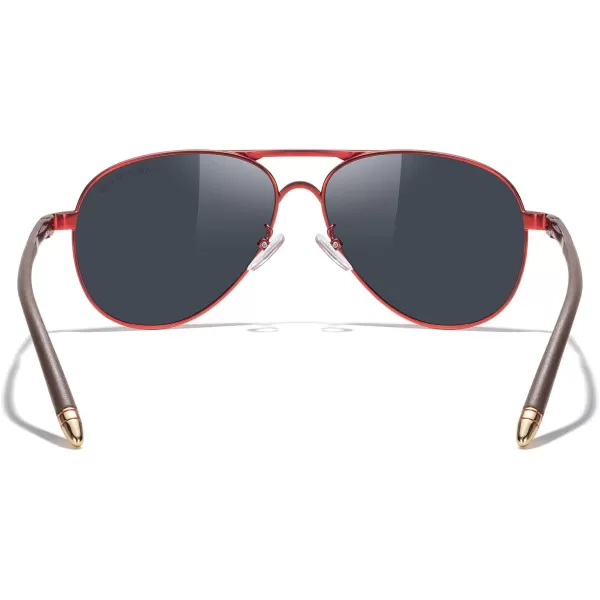 MERRYS Aviator Sunglasses For Men Women Polarized Driving Sun glasses UV400 Protection S8513Red FrameGold BridgeBlack Lens