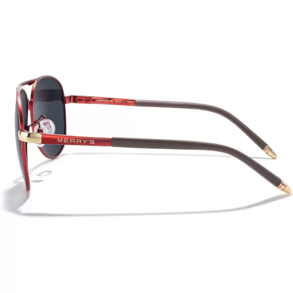 MERRYS Aviator Sunglasses For Men Women Polarized Driving Sun glasses UV400 Protection S8513Red FrameGold BridgeBlack Lens