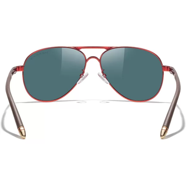 MERRYS Aviator Sunglasses For Men Women Polarized Driving Sun glasses UV400 Protection S8513Red FrameGold BridgeRed Mirror Lens