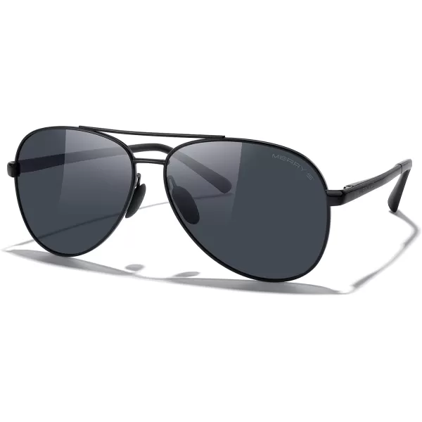 MERRYS Aviator Sunglasses for Men Women  Polarized Driving Sun glasses Mirrored Lens UV 400 Protection 58 MMBlack FrameBlack Lens