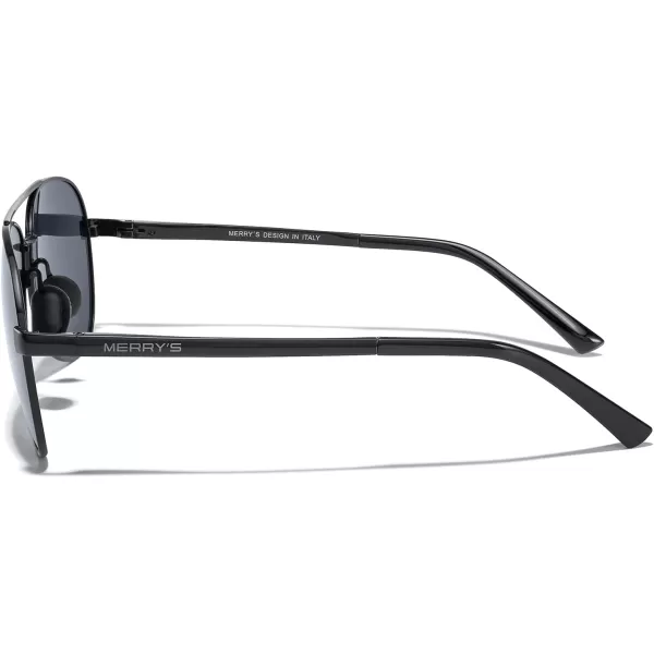 MERRYS Aviator Sunglasses for Men Women  Polarized Driving Sun glasses Mirrored Lens UV 400 Protection 58 MMBlack FrameBlack Lens