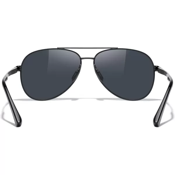 MERRYS Aviator Sunglasses for Men Women  Polarized Driving Sun glasses Mirrored Lens UV 400 Protection 58 MMBlack FrameBlack Lens