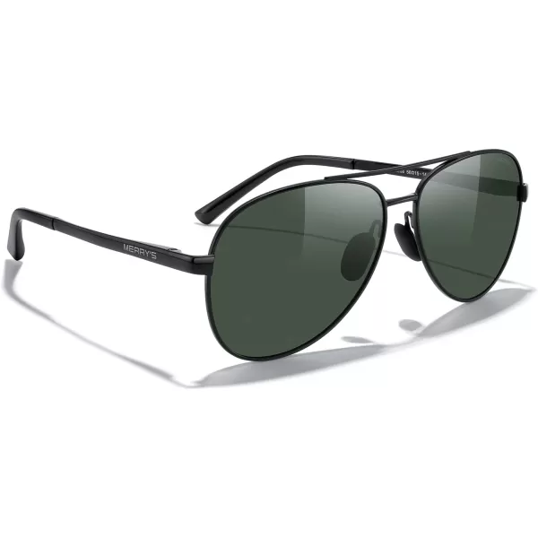 MERRYS Aviator Sunglasses for Men Women  Polarized Driving Sun glasses Mirrored Lens UV 400 Protection 58 MMBlack FrameG15 Lens