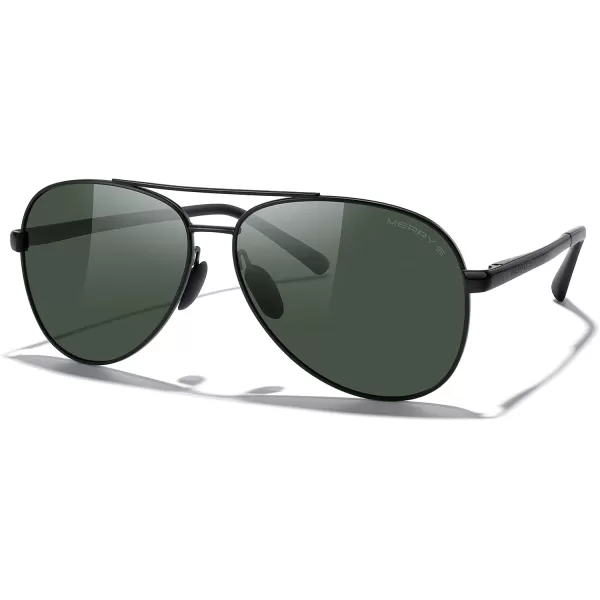 MERRYS Aviator Sunglasses for Men Women  Polarized Driving Sun glasses Mirrored Lens UV 400 Protection 58 MMBlack FrameG15 Lens