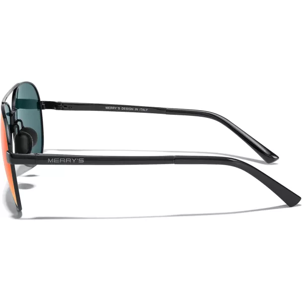 MERRYS Aviator Sunglasses for Men Women  Polarized Driving Sun glasses Mirrored Lens UV 400 Protection 58 MMBlack FrameRed Mirror Lens