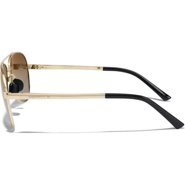 MERRYS Aviator Sunglasses for Men Women  Polarized Driving Sun glasses Mirrored Lens UV 400 Protection 58 MMGold FrameBrown Gradient Lens