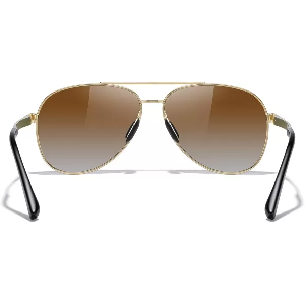 MERRYS Aviator Sunglasses for Men Women  Polarized Driving Sun glasses Mirrored Lens UV 400 Protection 58 MMGold FrameBrown Gradient Lens