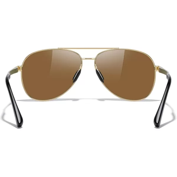 MERRYS Aviator Sunglasses for Men Women  Polarized Driving Sun glasses Mirrored Lens UV 400 Protection 58 MMGold FrameBrown Lens