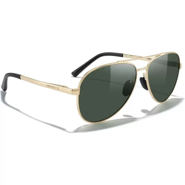 MERRYS Aviator Sunglasses for Men Women  Polarized Driving Sun glasses Mirrored Lens UV 400 Protection 58 MMGold FrameG15 Lens