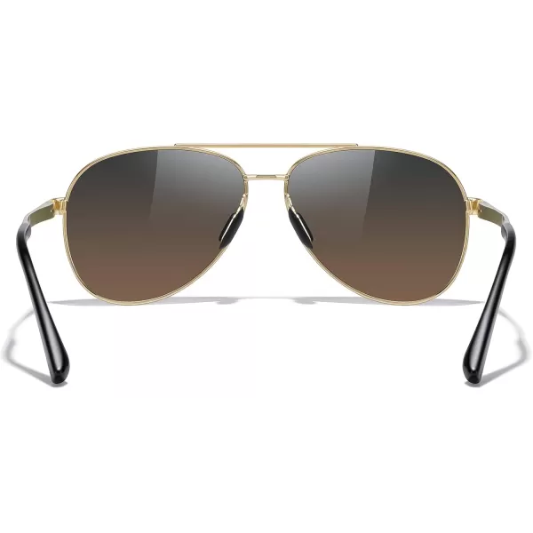MERRYS Aviator Sunglasses for Men Women  Polarized Driving Sun glasses Mirrored Lens UV 400 Protection 58 MMGold FrameGray Brown Lens