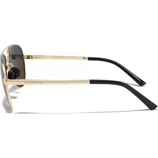 MERRYS Aviator Sunglasses for Men Women  Polarized Driving Sun glasses Mirrored Lens UV 400 Protection 58 MMGold FrameGray Brown Lens