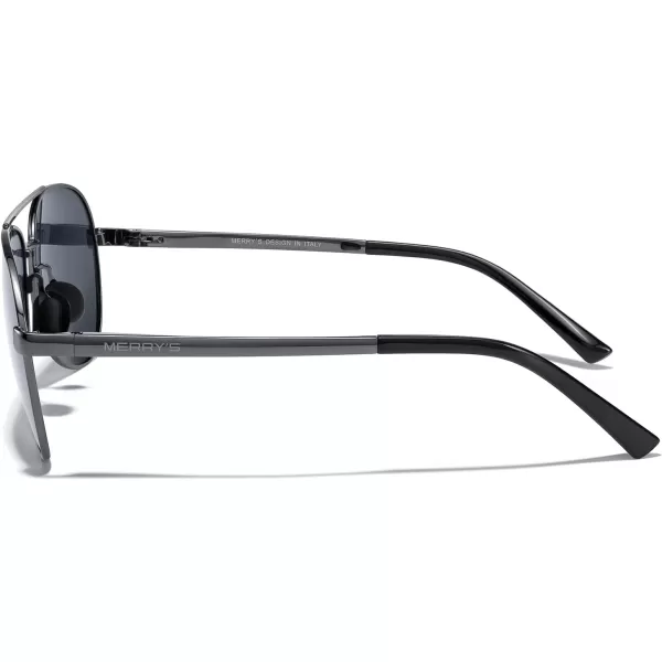 MERRYS Aviator Sunglasses for Men Women  Polarized Driving Sun glasses Mirrored Lens UV 400 Protection 58 MMGray FrameBlack Lens