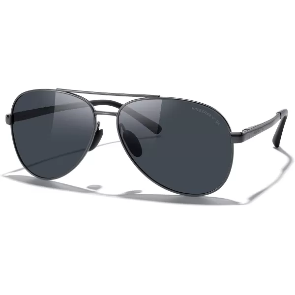 MERRYS Aviator Sunglasses for Men Women  Polarized Driving Sun glasses Mirrored Lens UV 400 Protection 58 MMGray FrameBlack Lens