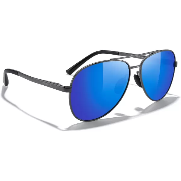 MERRYS Aviator Sunglasses for Men Women  Polarized Driving Sun glasses Mirrored Lens UV 400 Protection 58 MMGray FrameBlue Mirror Lens