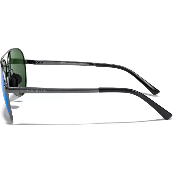 MERRYS Aviator Sunglasses for Men Women  Polarized Driving Sun glasses Mirrored Lens UV 400 Protection 58 MMGray FrameBlue Mirror Lens